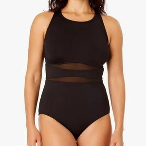 Lands' End Women's Sheer Mesh Middle One Piece Swimsuit size XXL NWT